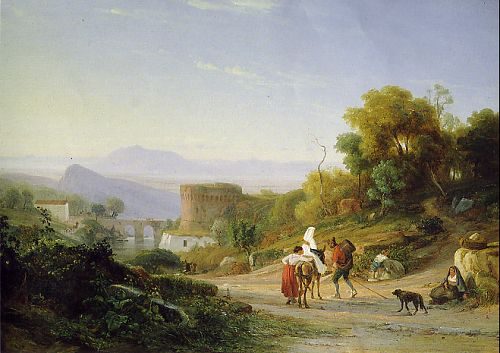 Antonie Sminck Pitloo - (1791-1837) Neapolitan School - View of Cava