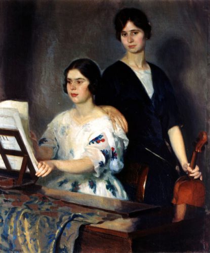 Jean-Marcel Poussard - -1920 - Portrait of two Musicians - Canvas